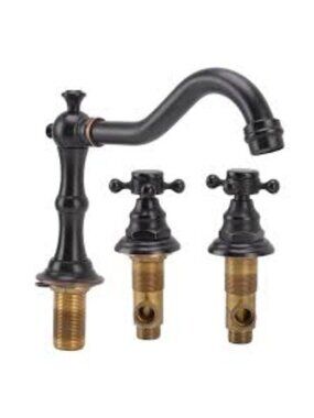 Black Rubbed Bronze & Brass Bathroom Faucet 3-Piece Wide-set Basin Pop-Up Drain
